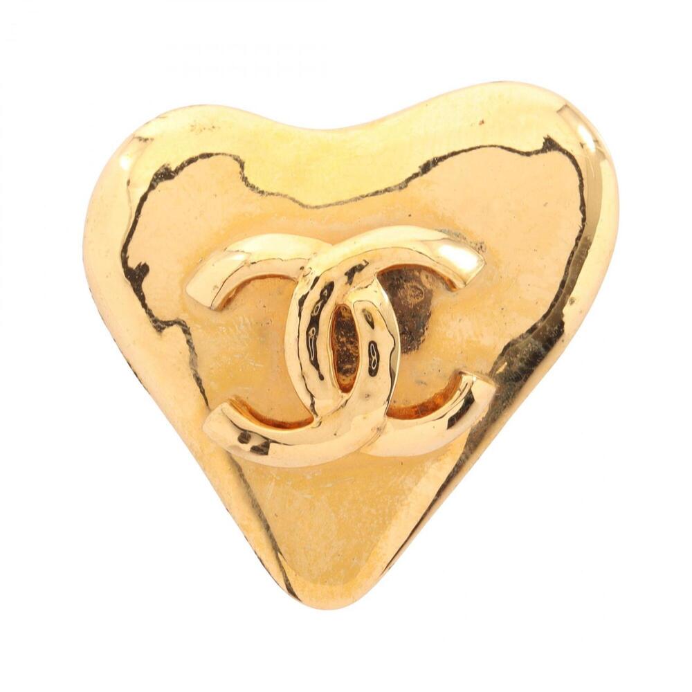 CHANEL Gold Logo Brooch